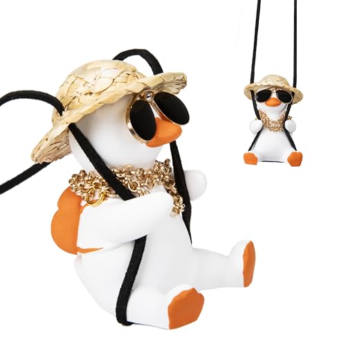 Swinging Duck Car Hanging Ornament Rear View Mirror Hanging Accessories of Swinging Ducks Hanging Duck for Car Mirror Cute Decor Rear View Mirror Accessories Interior for Teens Men and Women