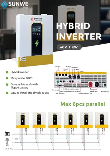 Image of Hybrid Solar Inverter 11KW 48V | Single Phase | Transformerless | On-Grid Off-Grid | Batteryless Function | Net Metering | Smart WiFi | Supports Lithium & Lead-Acid | 15+ Years Performance Warranty