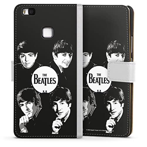 Etui Compatible avec Huawei P9 Lite (2016) Etui Folio Etui magnetique The Beatles Logo Black & White - Les Beatles, Paul McCartney, John Lennon, RIngo Starr, George Harrison Etui Compatible avec Huawei P9 Lite (2016) Etui Folio Etui magnetique The Beatles Logo Black & White