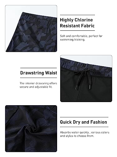 Image of Men's Square Leg Swimming Jammer Shorts UPF50+,Men Swimsuit Swim Jammers Fabric Shape Retention