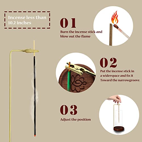 Incense Holder For Sticks Ash Catcher,Handmade Upside-Down Wooden Incense Burner, With Brass Incense Sticks Holder, Modern Incense Burner Ash Catcher Ideal For Home Décor (Upside-Down+Incense Tray) #TOP1