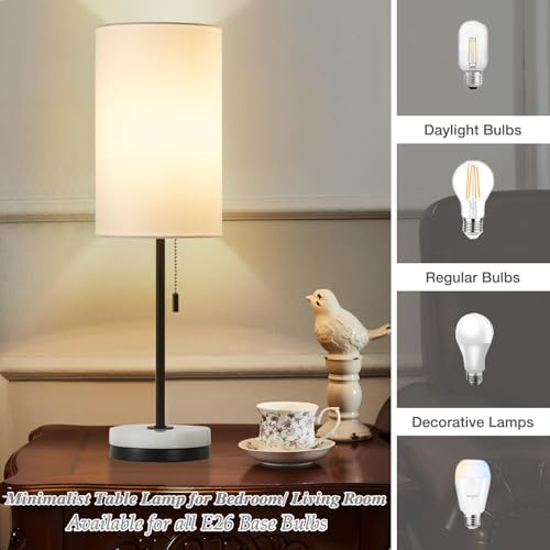 Luvkczc L-2TL-066 Minimalist Table Lamp Set Of 2, Nightstand Lamp For Bedroom Living Room, Modern Pull Chain Bedside Lamp thumb #4