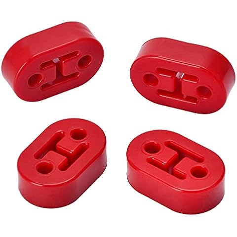 PTNHZ RACING Universal 4PCS Polyurethane Exhaust/Muffler Rubber Short Hanger Insulator Bracket Bushing Mount 10mm Red Cover