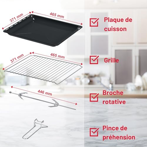 Foto von ICQN Minibackofen 60 Liter XXL mit Umluft, Drehspieß, Emailliert, Inox Grau