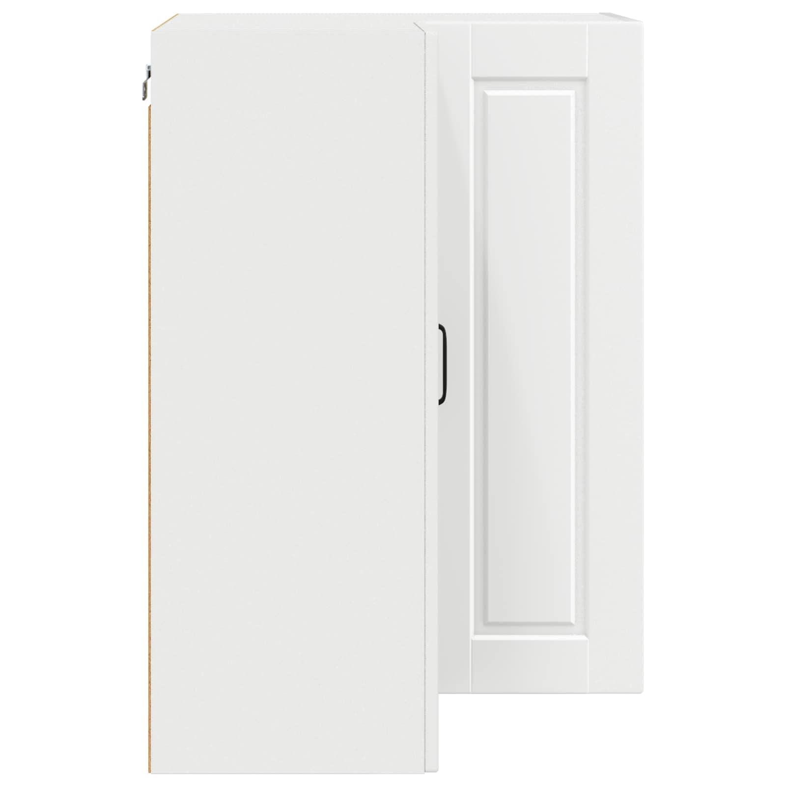 Armario esquinero de pared Porto blanco, 57 x 57 x 80 cm, con 3 estantes y 2 puertas, armario de cocina para almacenamiento y almacenamiento en cocina moderna