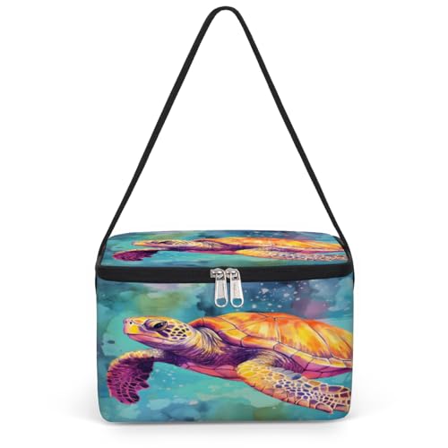 GzLeyigou Turtle Print Lunch Bags for Women Men 9 Cans, Hot & Cold Food Delivery Bag Insulated Grocery Bag Insulated Lunch Box Ocean Turtle Cooler Bag for Office Work Picnic Beach