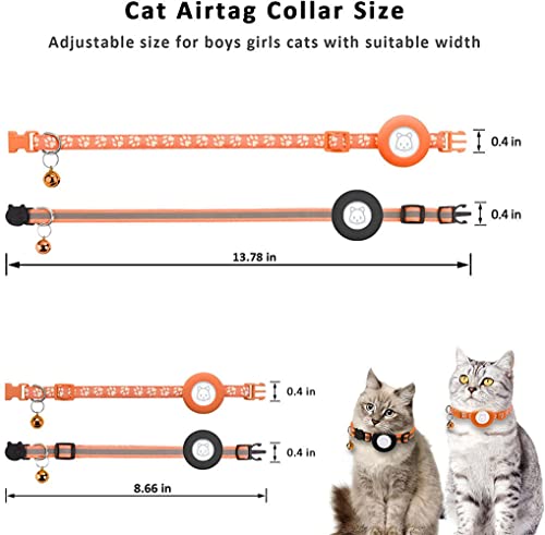 Image of Airtag Cat Collars, 2Pack Reflective Personalized Air Tag Cat Collar with Breakaway Safety Buckle and Bell, Adjustable Cat Collar with Airtag Holder for Small Pets Pink