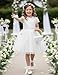 GRACE KARIN Flower Girl Dress with Big Bow,Kids White Lace Tulle Princess Gown,Wedding Guest Formal Birthday Party Size 5