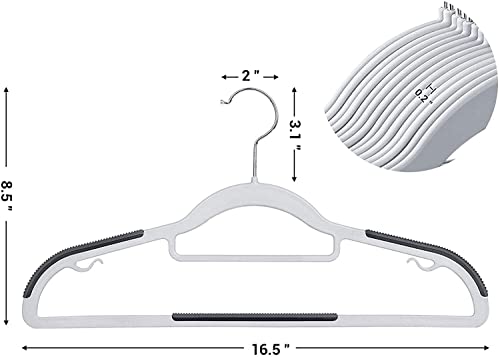 Image of Plastic Clothes Hangers Dry Wet Hangers Space Saving Clothes Hangers, Plastic Hangers with Non-Slip Pads Clothes, Suit Hangers Heavy Duty Coat, Underwear, Pants, Shirts (Grey, Pack of 10)