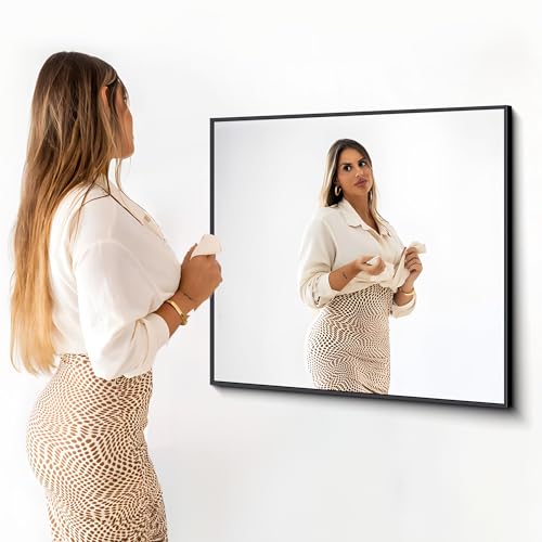 Image of DESBING Black Bathroom Mirror for Wall, 36x40 Inch Rectangle Mirrors with Metal Frame, Modern Vanity Wall Mirror Decor for Entryway Hangs, Bathroom Living Room Horizontal or Vertical
