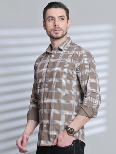 Image of Majestic Man Slim Fit Cotton Casual Check Shirt for Men