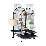 CONÇUE POUR LES OISEAUX DE PETITE ET MOYENNE TAILLE : Cette cage à perroquet spacieuse avec un espacement des barreaux de 1,5 cm/5/8