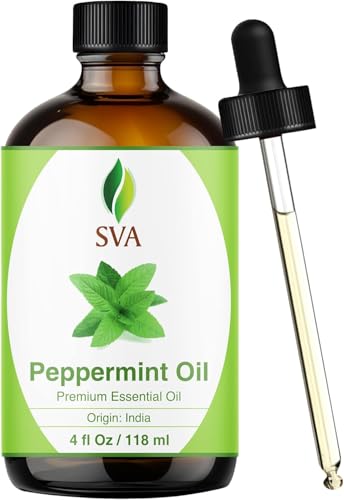 SVA Peppermint Essential Oil – 4 Fl Oz – 100% Natural Peppermint Oil - for Diffuser, Hair Care,...