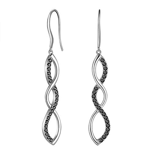 Damen Spiral Unendlichkeit Ohringe mit Zirkonia Kristall 925 Sterling Silber Unendlichkeit hängende ohrringe infinity Design Ohrstecker für Frauen Mädchen Boho Ohrringe Geburtstagsgeschenk FE0117K Cover