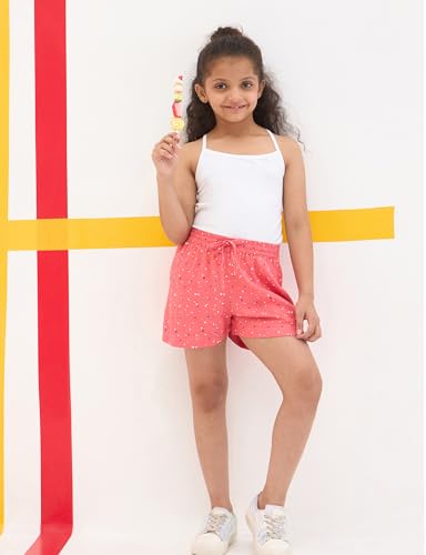 Image of Amazon Brand - Symbol Girls Flared Fit Printed Rayon Shorts | Elasticated Waistband | Age 2-14 Years
