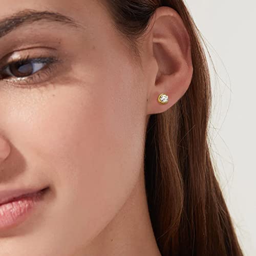 Krkc&Co Moissanite Studs Earrings For Women, D Color, Vvs1, S925 Sterling Silver, 0.5 Carat, Diamond Earrings, Brilliant Round Excellent Cut Iced Out,14K Gold Plated, For Girls, Wife And Mom #TOP1