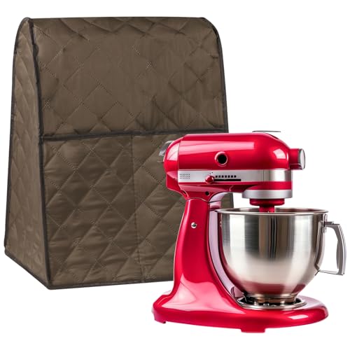 Aunifun Stand Mixer Dust Proof Cover Stain Resistant Blender Cover with Pocket for Kitchen Appliance Accessories, Water-resistant and Easy Cleaning (Brown)