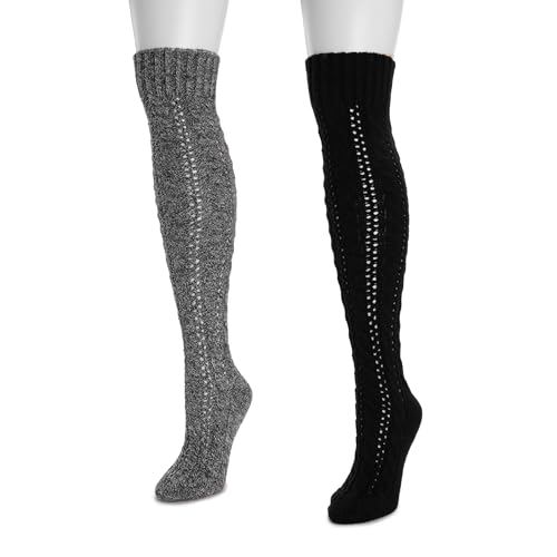 Image of MUK LUKS womens Slouch Knit Cable (2 Pair Pack)