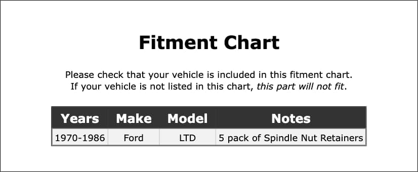 Front Spindle Nut Retainer Compatible With Ford LTD 1986 1985 1984 1983 1982 1981 1980 1979 1978 1977 1976 1975 1974 1973 1972 1971 1970 P-3683694