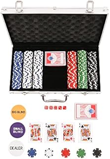 M.Y Texas Hold'em Poker Set - 300 Piece Set in Aluminium Case with 11.5g Heavyweight Poker Chips 2 Decks of Playing Cards Dealer Big Blind and Small Blind Buttons and 5 Dice