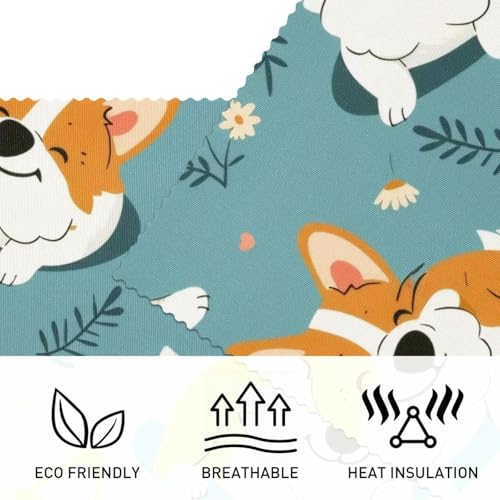 Set de table corgi lavable en tissu Oxford résistant pour repas