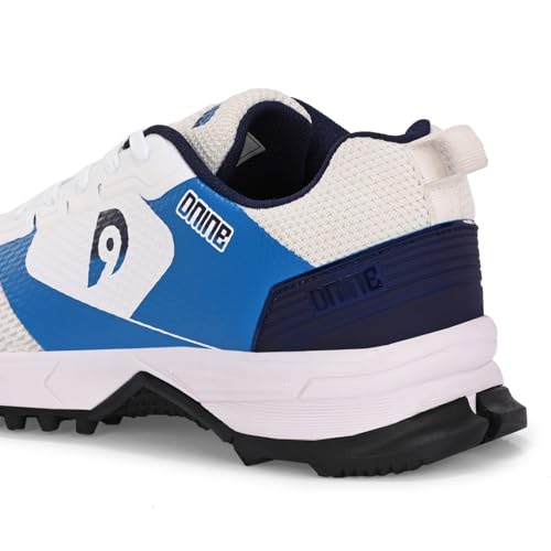 Image of DNINE Force Men,Rubber Stud Cricket Shoes - White /Navy Blue