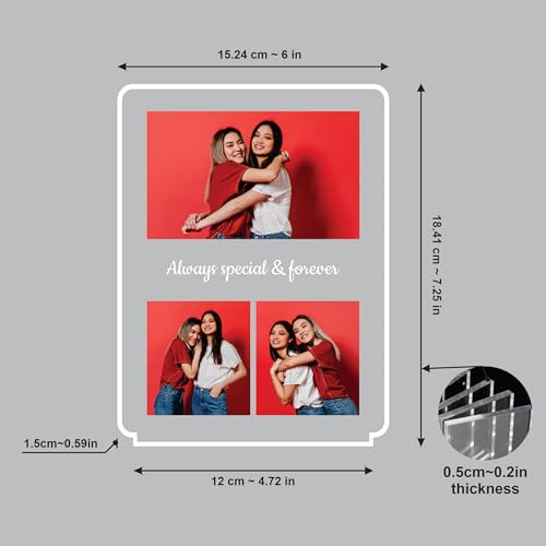 Image of Giftplease Personalised Rakhi Gift for Sister - Custom Acrylic Photo Collage Frame with Wooden Base, Meaningful Raksha Bandhan Keepsake from Brother, Personalized Memory Display for Siblings, Decor