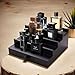 Fengligoo Black Cologne Organizer for Men - 4 Tier Wooden Perfume Display Stand with Drawer and Hidden Compartment for Organizing and Storing, Cologne Holder Shelf for Dresser