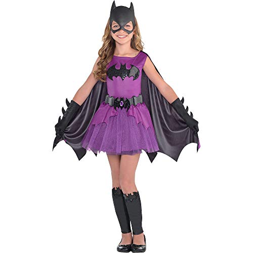 Costumes USA Purple Batgirl Halloween Costume for Girls, Batman, Small (4-6), Includes Dress, Cape, Mask and More
