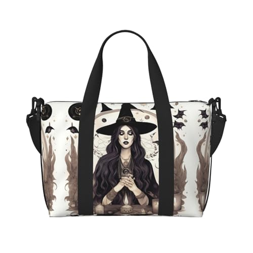 Magic Witch Witchcraft Bohemian Drawing print Travel Duffle Bag,Weekender Bags,Gym Duffel Bag,Luggage Duffle Overnight for Women Men