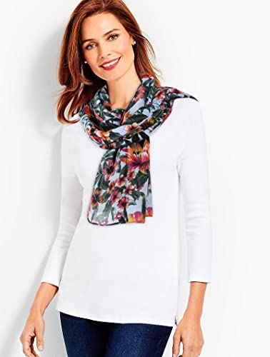 Gerinly Lightweight Scarves: Fashion Flowers Print Shawl Wrap For Women Bloom Floral Apparel (Blue+Green) #TOP2