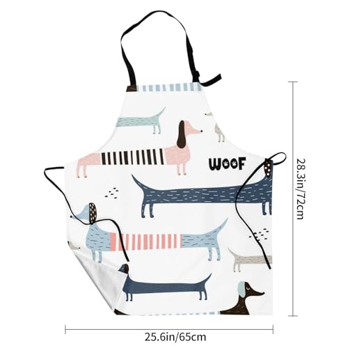 YSOLDA Tabliers, tablier imperméable, tablier de chef tabliers à bavette pour la cuisson, la peinture, le jardinage,Teckel bleu marine mignon – vue 5