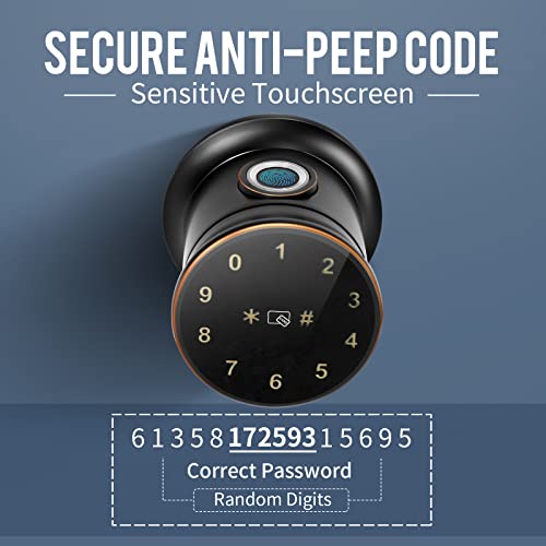 Cielsa Dawn Fingerprint Digital Door Knobs Smart Door Lock, Keyless Entry Door Knob With Bluetooth, Electronic Touchscreen Digital Door Knob Lock, Ic Card, Code, Easy To Install (Tuscan Bronze, Knob) #TOP3
