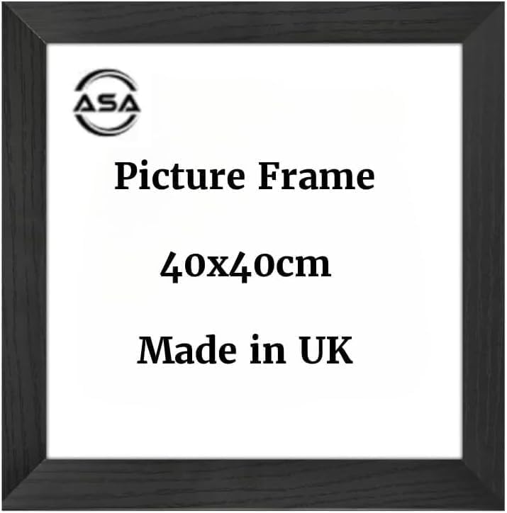 ASA® 40x40cm Wooden Square Picture Frame for Home Decor Poster Frame with Safe Perspex Front Modern Stylish Square Frame Easy to Hang (Black)