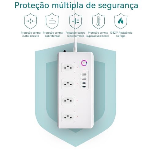 ILID Tomada Inteligente,Filtro de Linha Inteligente com Alexa/Google - 4 Tomadas + 2 USB-C PD20W,Cas