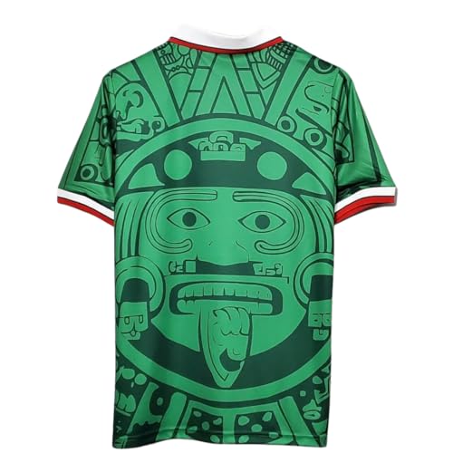 Mexico 1998 Retro Men’s Soccer Jersey Fan Edition – Short Sleeve Training & Casual Shirt – Home, Away & Third Kit Mexican (US, Alpha, Medium, Regular, Regular, Green/Red/White)