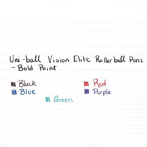 Uni-Ball Vision Elite Stick Roller Ball Pens, Bold Point, Purple Ink, 6 Pens #TOP4