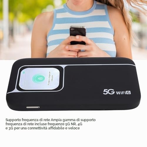 Hotspot Mobile 5G WiFi6 LTE, Router 5G con Slot per Scheda SIM, Modem con Copertura Internazionale, Dispositivi Internet Portatili per Viaggi, 16 Dispositivi, Schermo a Colori da