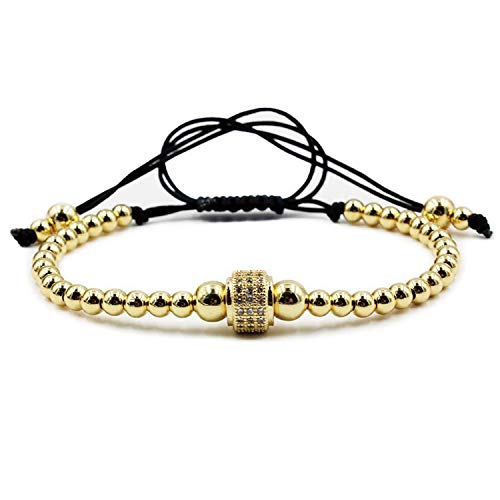 Image of Young & Forever Stainless Steel Anti Tarnish Wristband for Men Stylish Casual Wedding Party Office Wear Religious Cross Symbol Bracelet for Boys Fancy Fashion Jewelry (Gold 4mm Macrame)