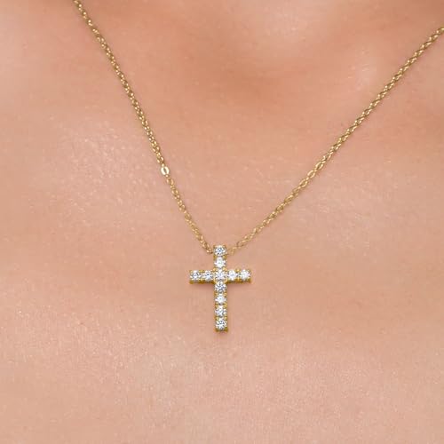White Lab Grown Diamond Cross Pendant Necklace | 0.50-1.00 Cttw | 925 Sterling Silver | Jesus Christian Religious Crucifix Pendant for Women | DEF Color | VVS-VS Clarity | With 18 Inch Chain3