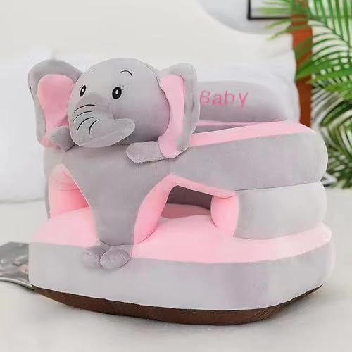 Image of Baby Support Seat, Cute Baby Sofa Chair for Sitting Up, Comfy Plush Infant Seats (Gray Elephant, W17.5 x H17.5)