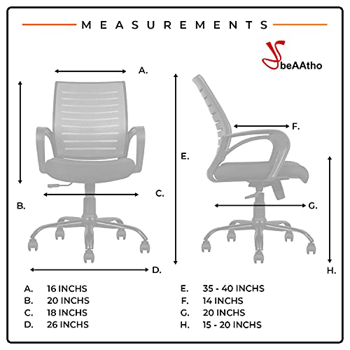 beAAtho Verona Mesh Mid-Back Ergonomic Desk Office Chair with Tilting Mechanism, Comfortable Seat, and Revolving Heavy… - Image 6