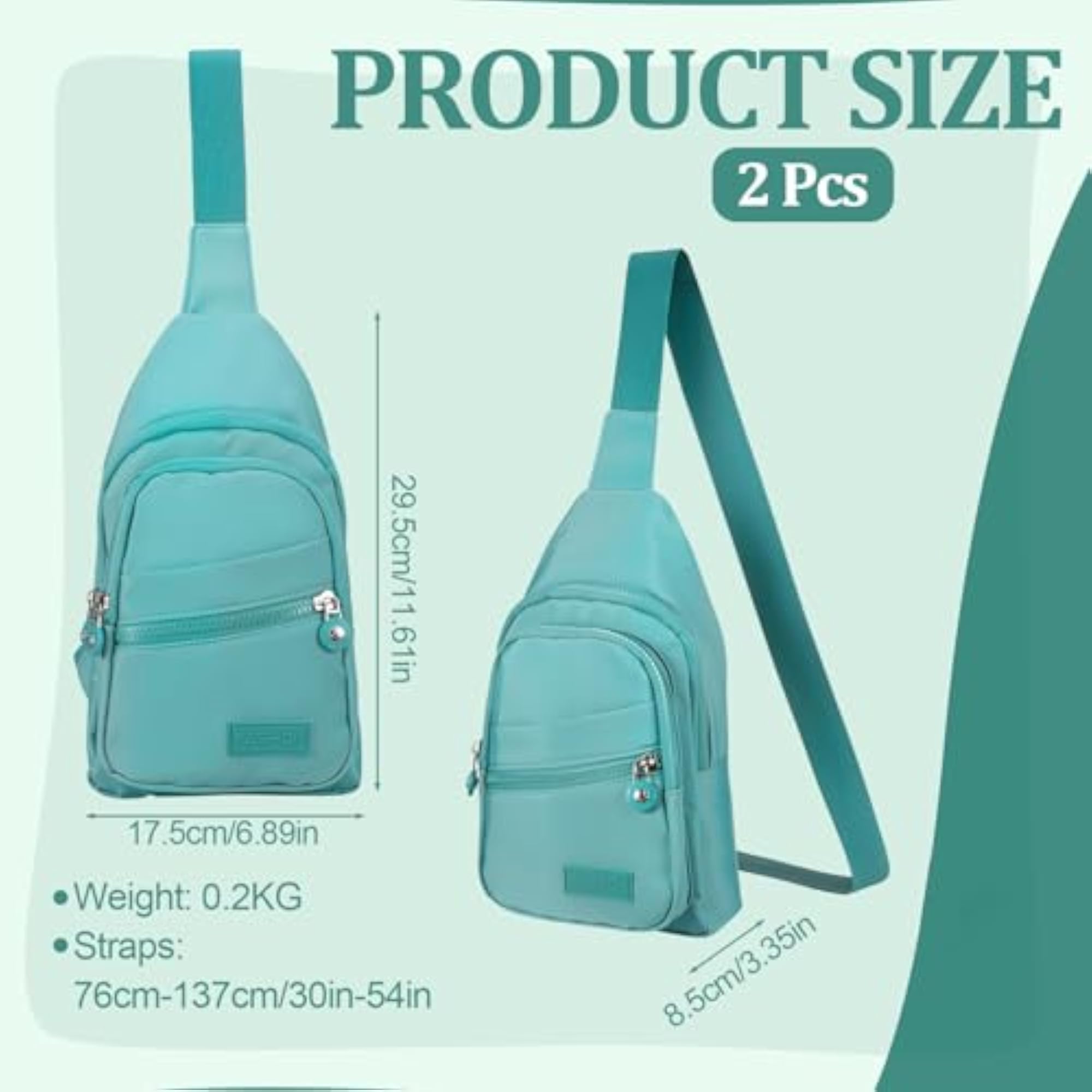 2PCS Waterproof Sling Chest Bags for Men and Women