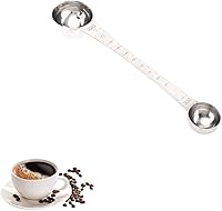 Vista 1 de Cucharas medidoras de café de acero inoxidable con mango largo, 1 cucharada y 1 cucharadita de cuchara de doble cabeza con marca para café en polvo