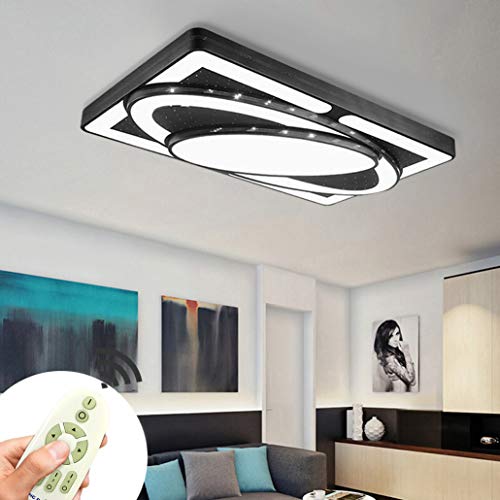 CASNIK Innenbeleuchtung 72W Dimmbar Mode Geringer Energieverbrauch LED Panel Deckenleuchte Wohnzimmer Schlafzimmer (Schwarz 72W Dimmbar mit FB) Cover