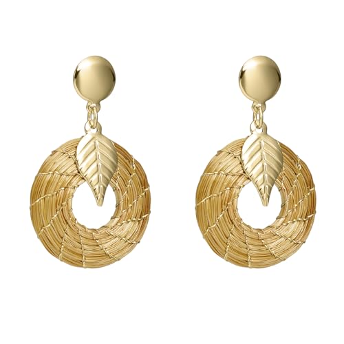 VERA NAVARRO   Pendientes Mandala Abierta Oro Vegetal   Ø 20 mm   Aro, Cierre Rosca   Hecho a Mano 100% Natural