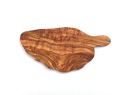 Tabla de desayuno con mango de 22 cm, extraplana, ligera, tabla de cortar para trinchar pan, hecha a mano de madera de olivo