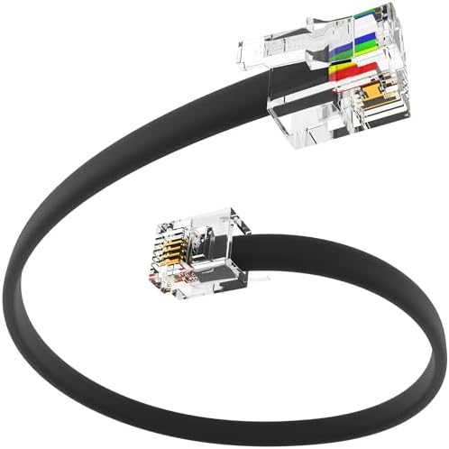 RetailAndBulk 1.5FT RJ11 Telephone Cord – Pro Grade 4-Wire Landline Phone Cable, 100% Copper, Heavy Duty PVC Jacket, Thick Gold Contacts for Phone, Fax, DSL (Black, Made in USA)