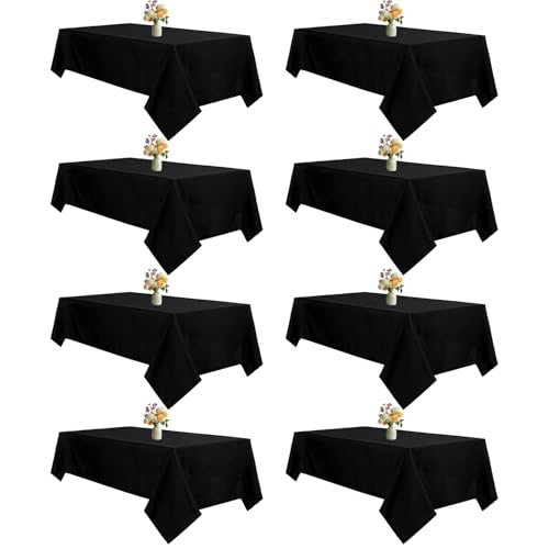 Mclisle 8 Pack Black Tablecloths 60 x 102 Inch Table Cloths for 6 Foot Rectangle Tables, Wrinkle Resistant Washable Polyester Fabric Rectangular Tablecloth for Buffet, Wedding, Party, Banquet
