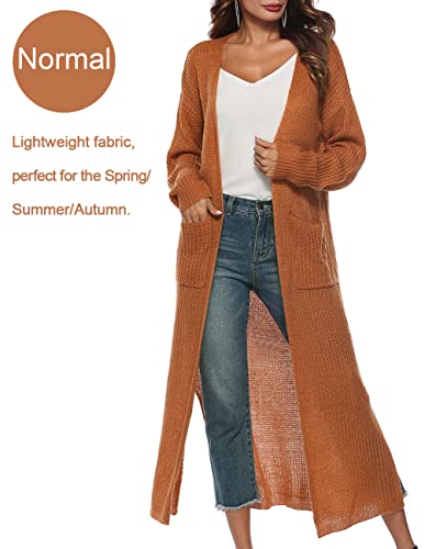 Image of Womens Casual Long Sleeve Split Open Cardigan Knit Long Cardigan Sweaters with Pockets Fall Fashion 2024
